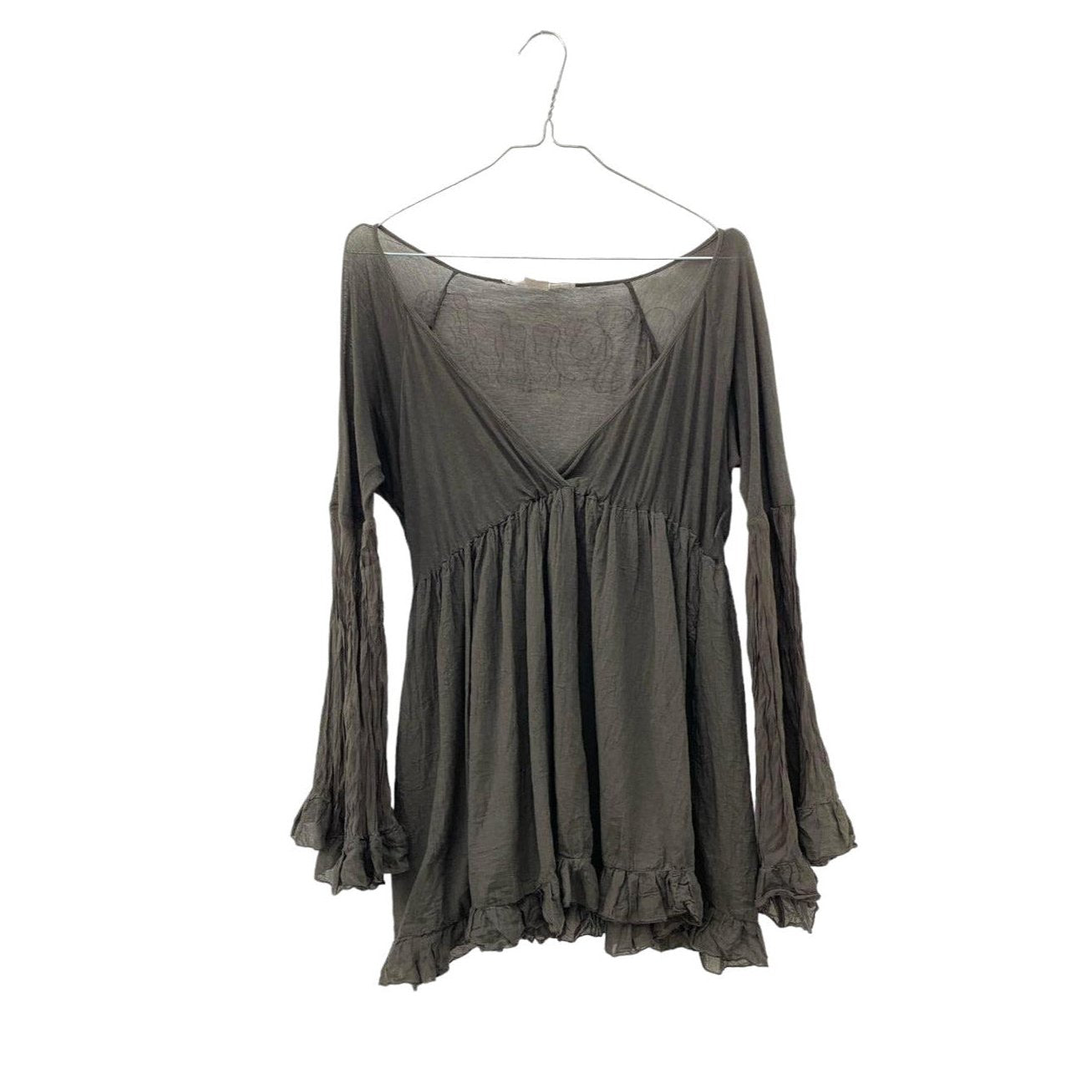 Y2K khaki silk longsleeve