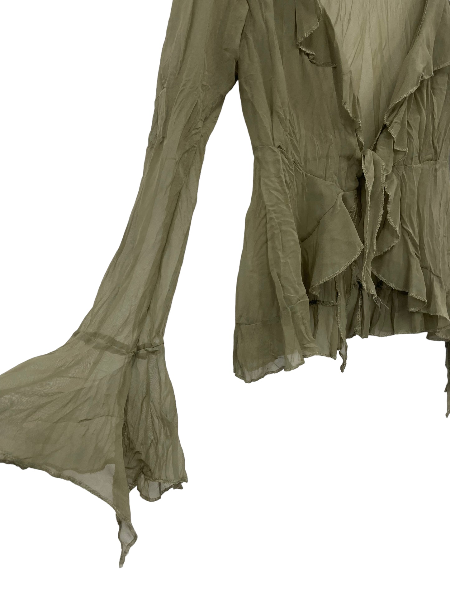 90s khaki mesh blouse