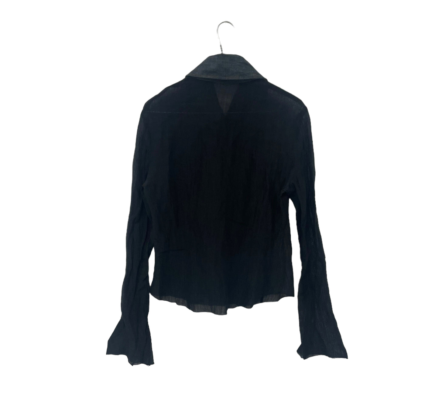 Y2K mesh denim blouse