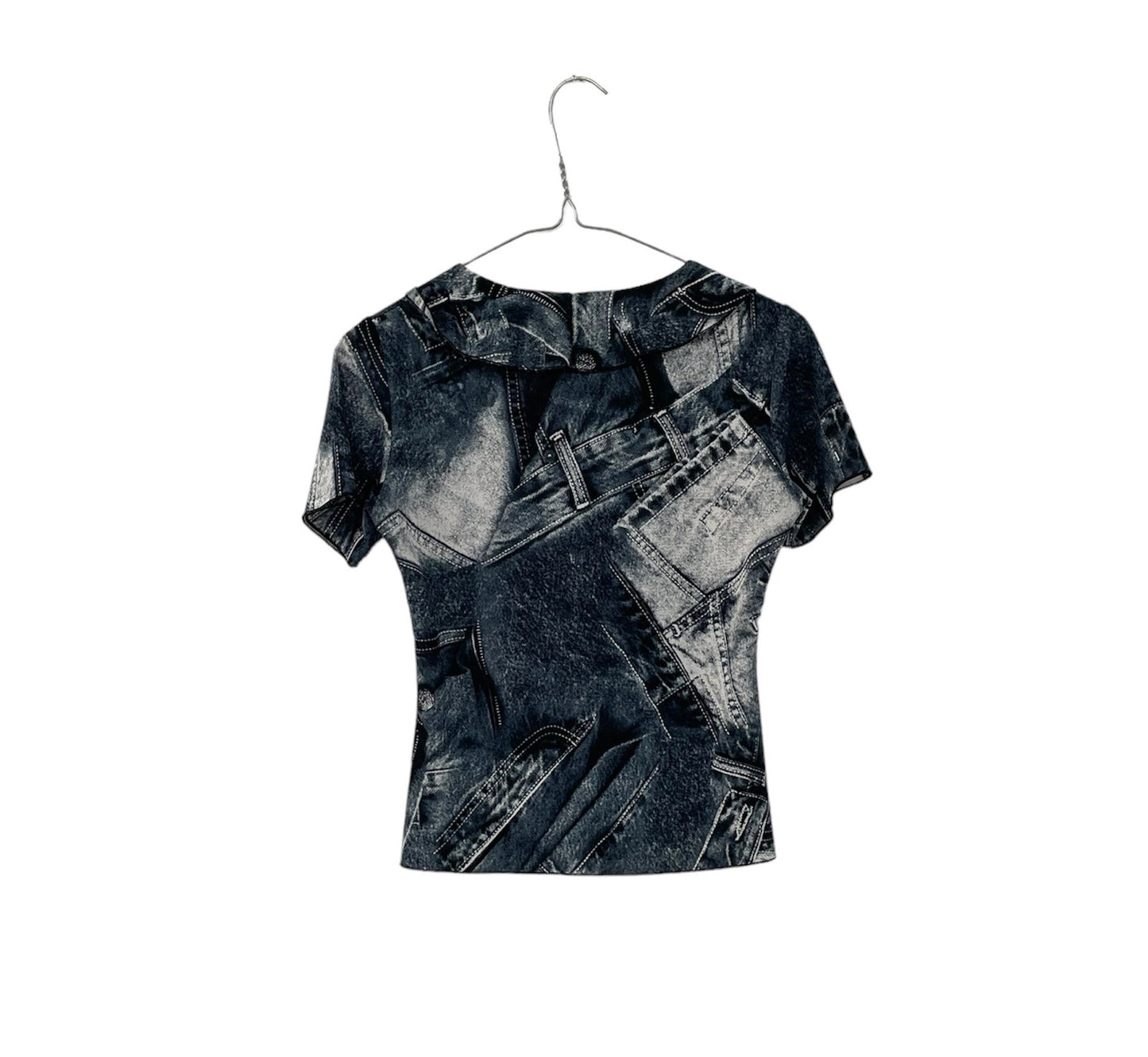 Y2K denim print shirt