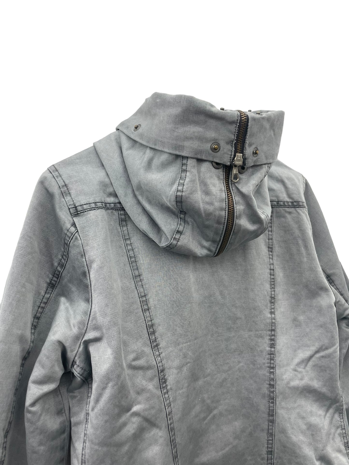 Y2K hooded silver bomber