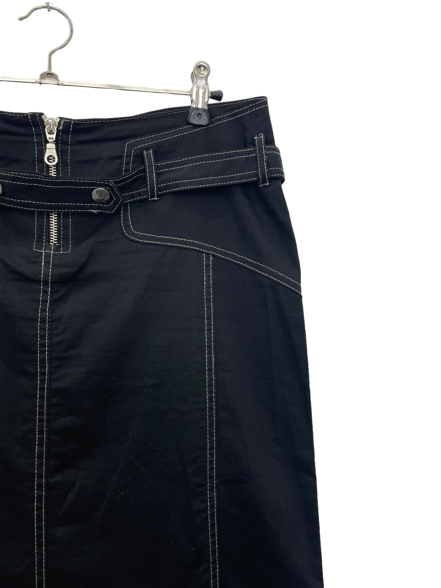 90s black midi skirt with belt