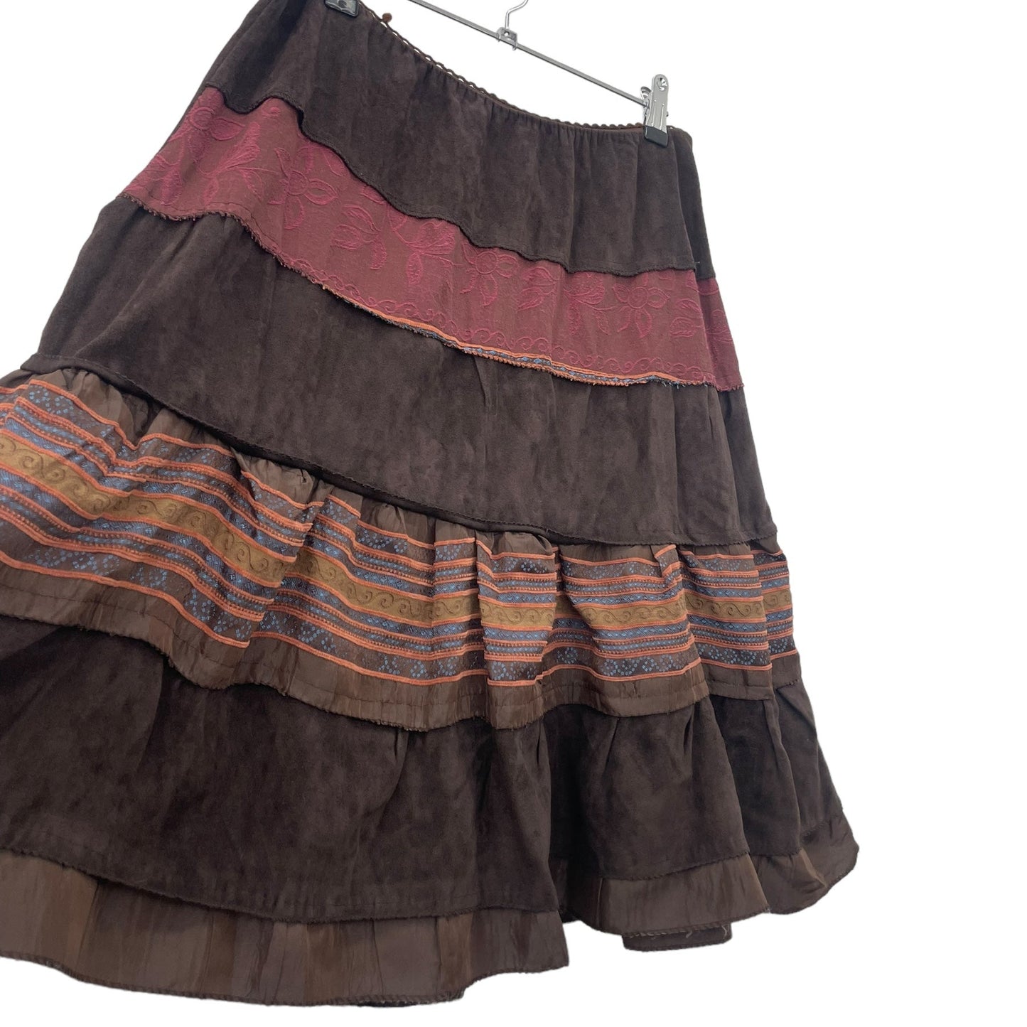Y2K earthy layered midi skirt