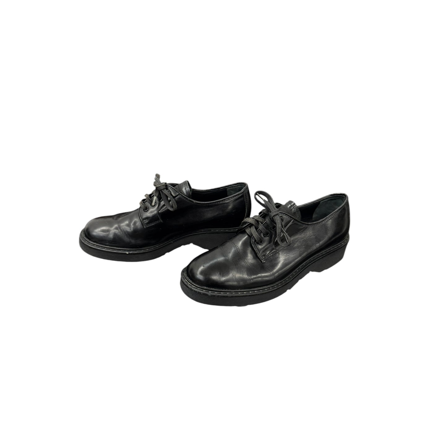 Prada black lace-up loafers