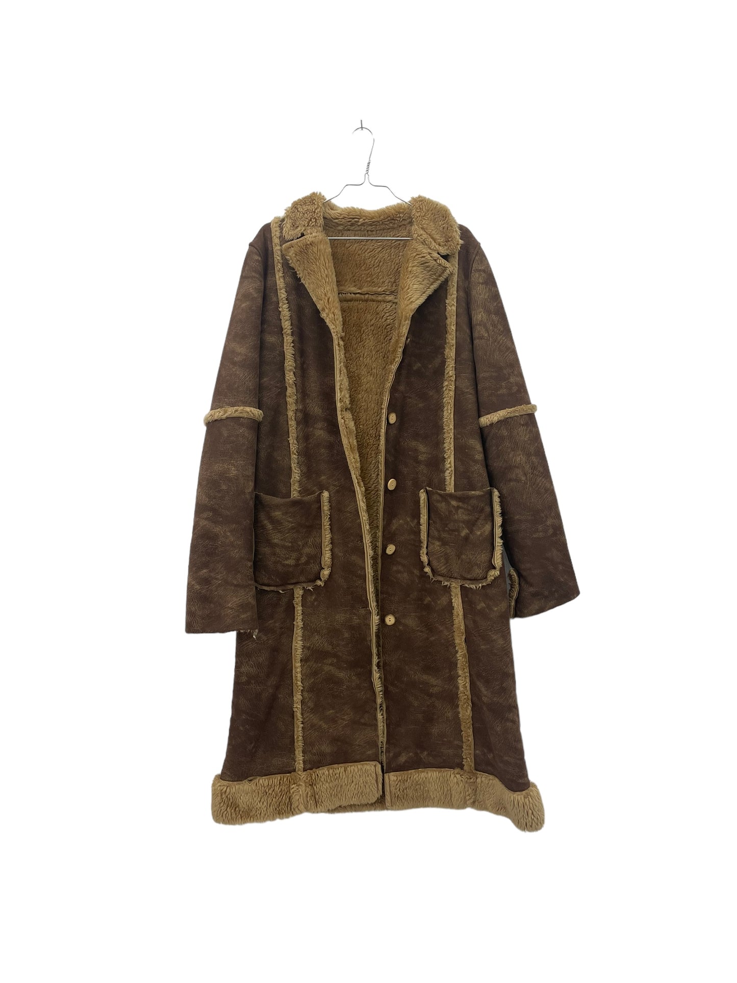 Y2K washed faux leather coat