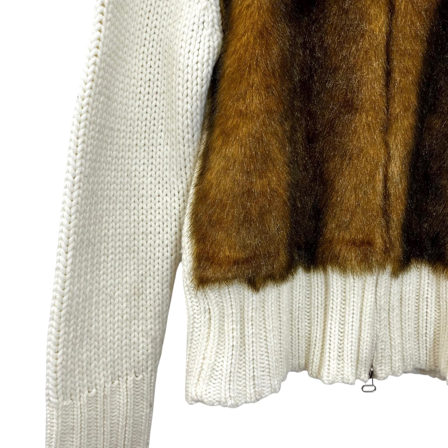 Y2K faux fur knit cardigan