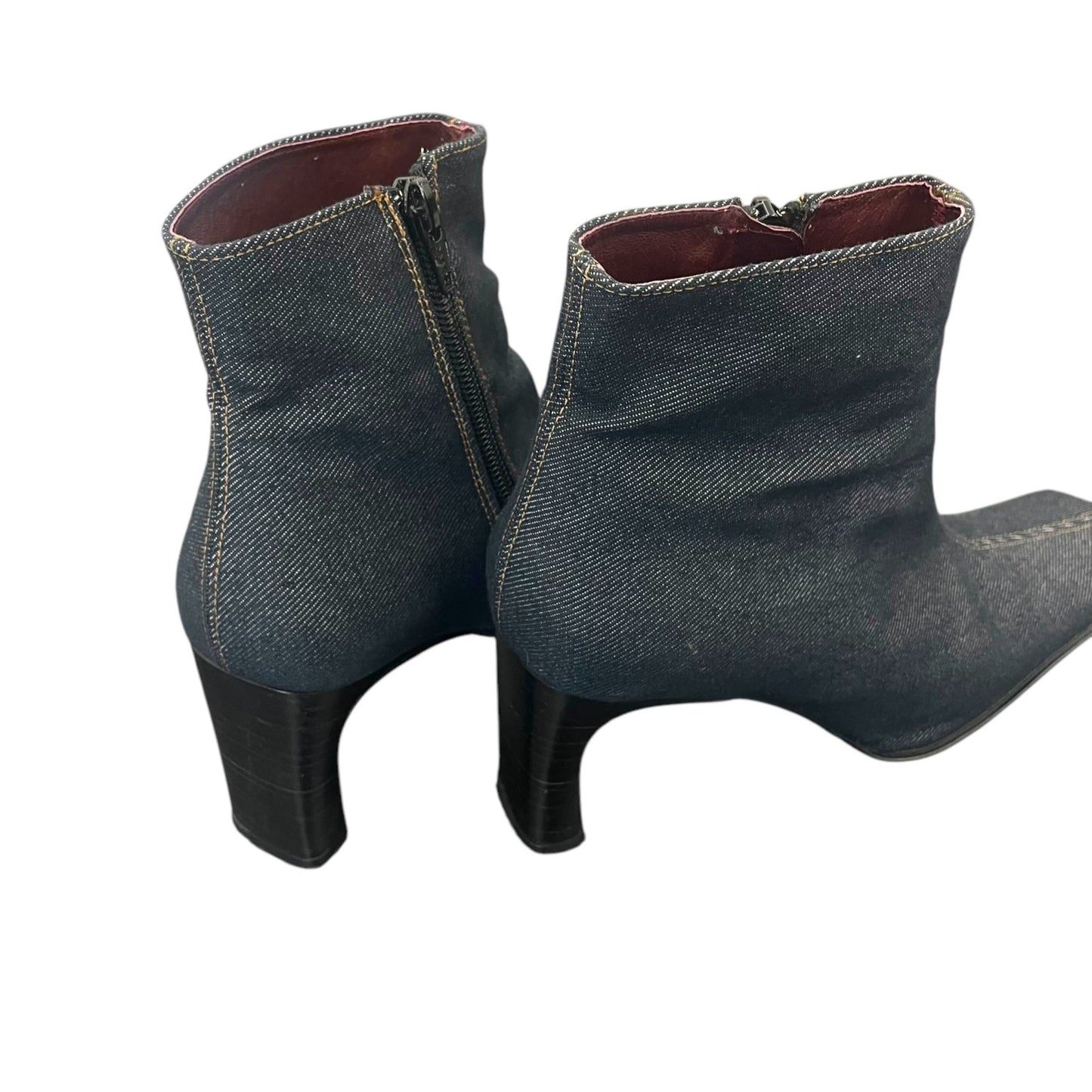 Y2K square toe denim boots