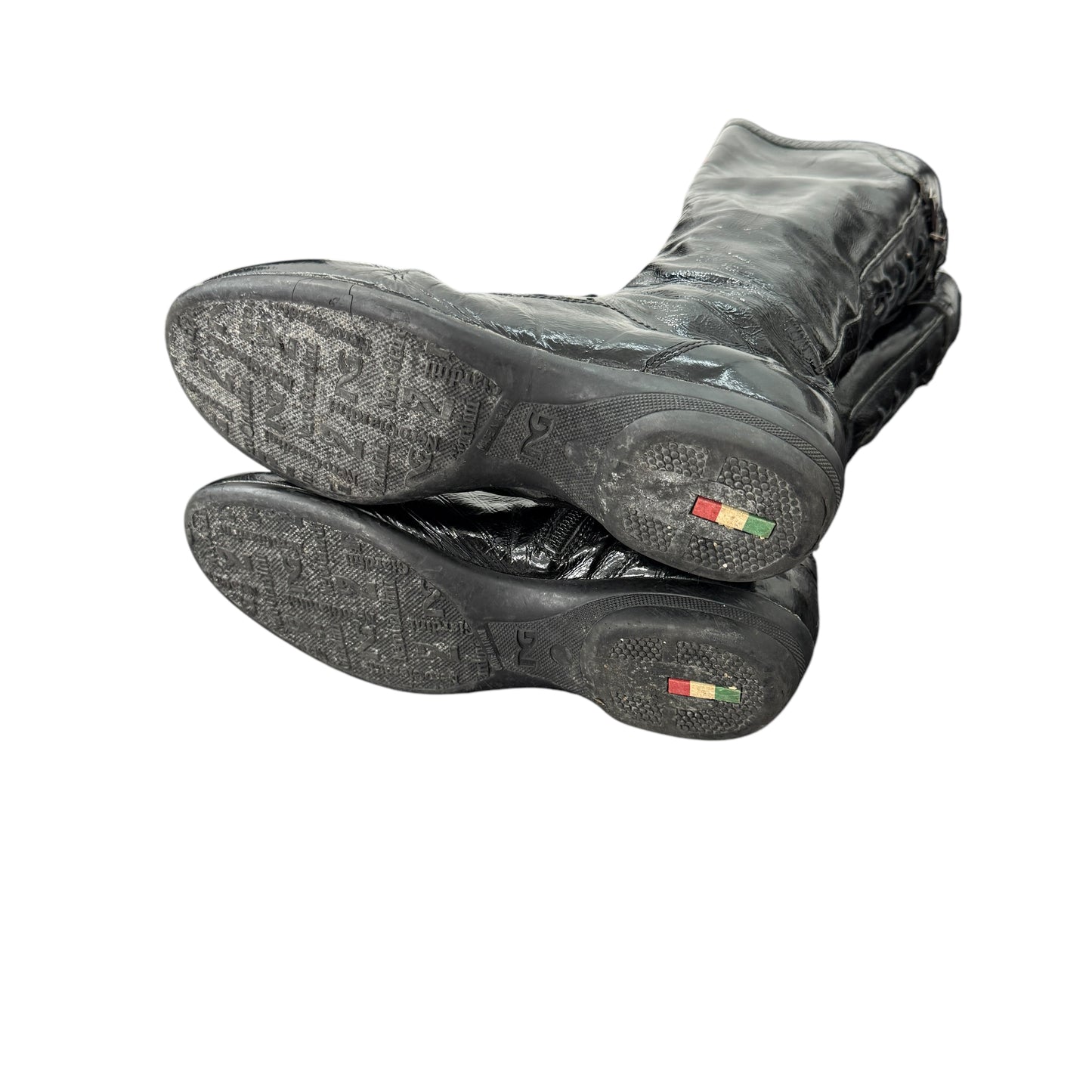 Patent-leather lace-up boots