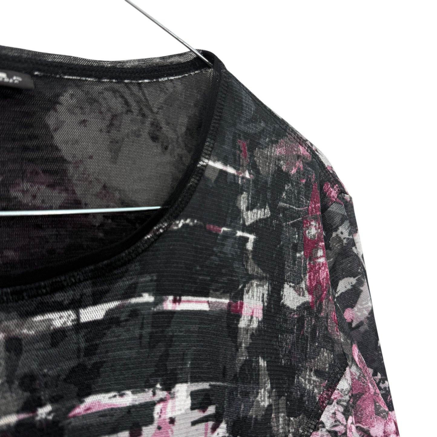 Patterned mesh longsleeve top