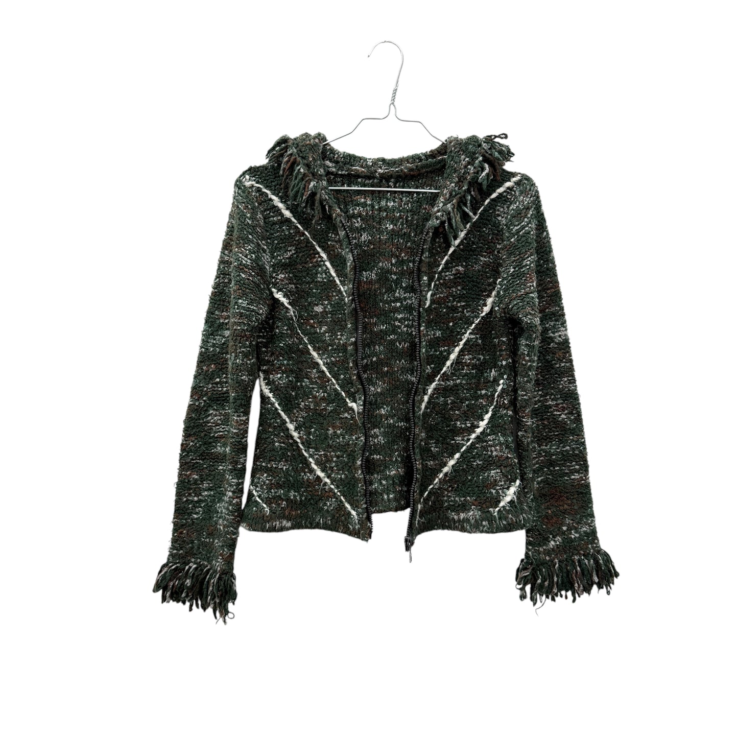 Hooded knit zip cardigan