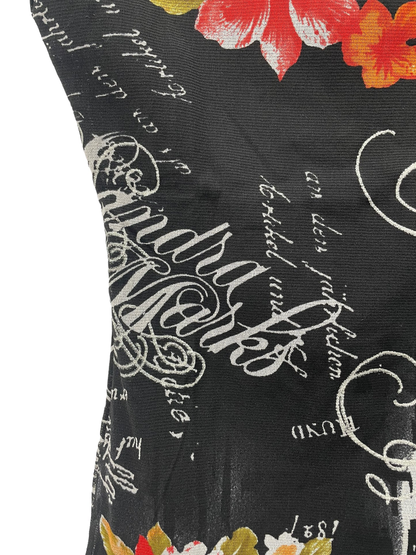 Y2K dark floral mesh top