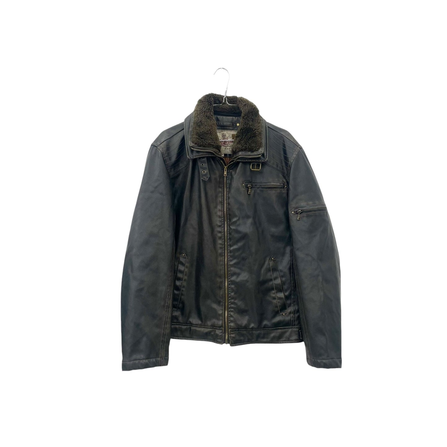 Y2K faux leather aviator jacket