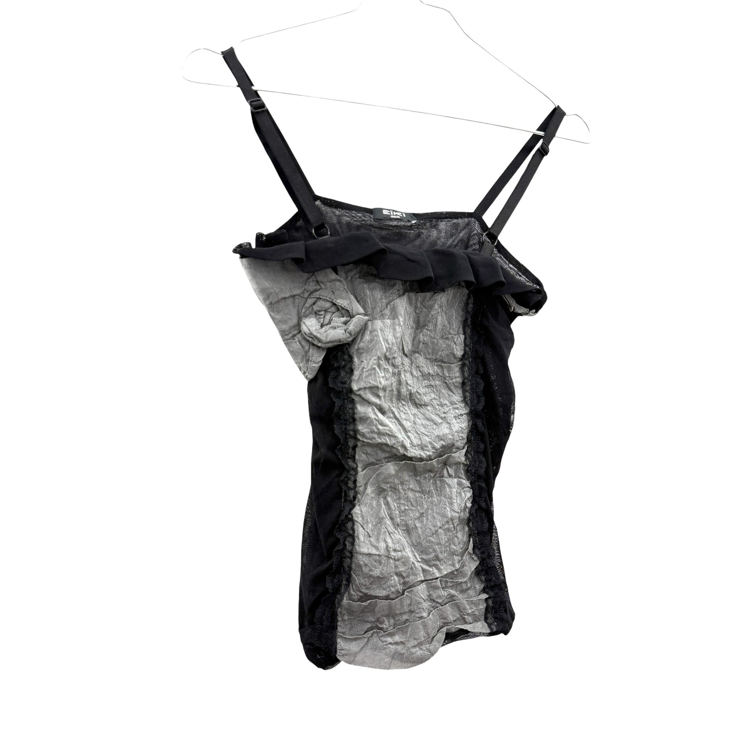 Crinkled mesh bustier top