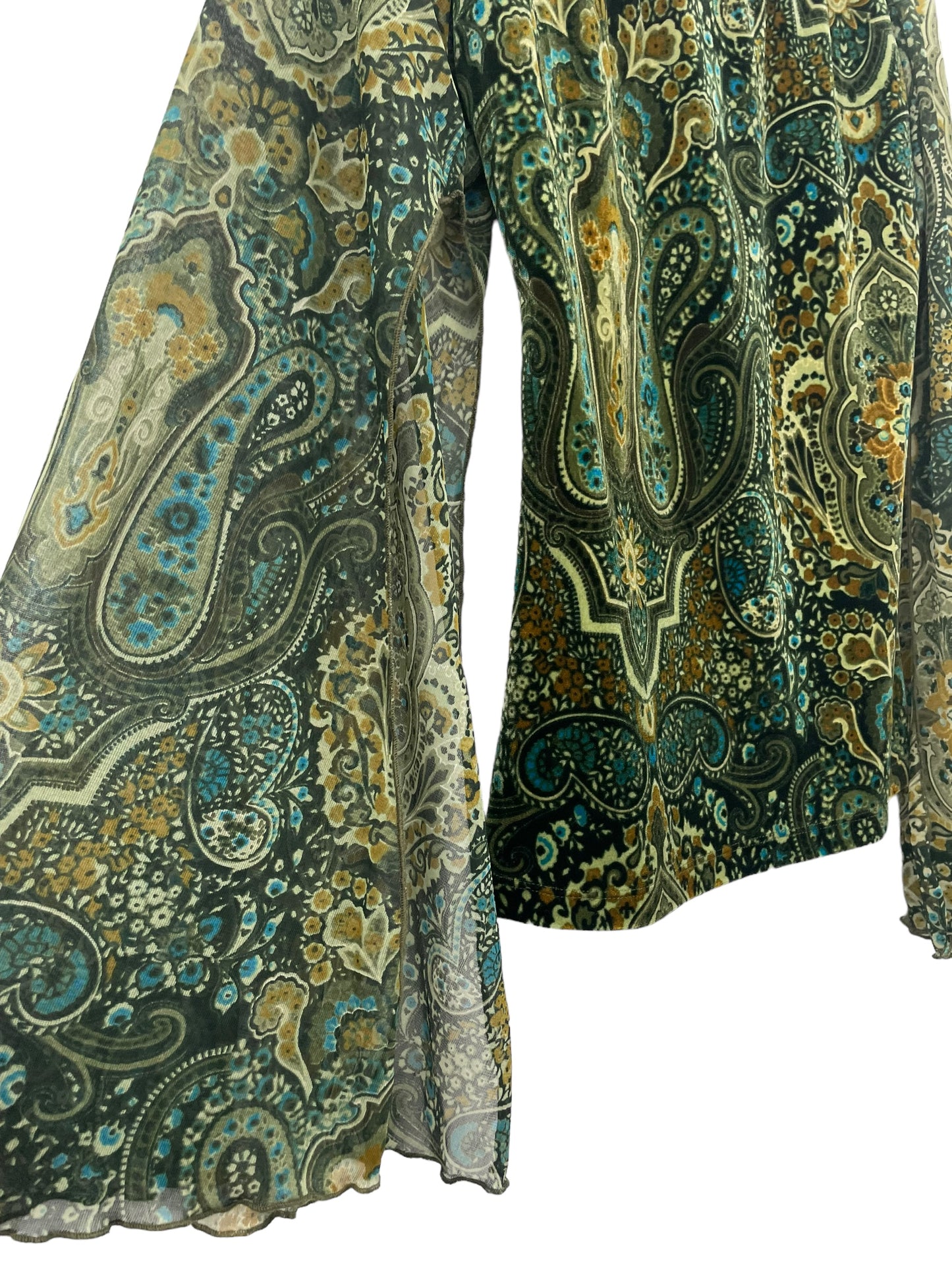 Y2K velvet mesh paisley top