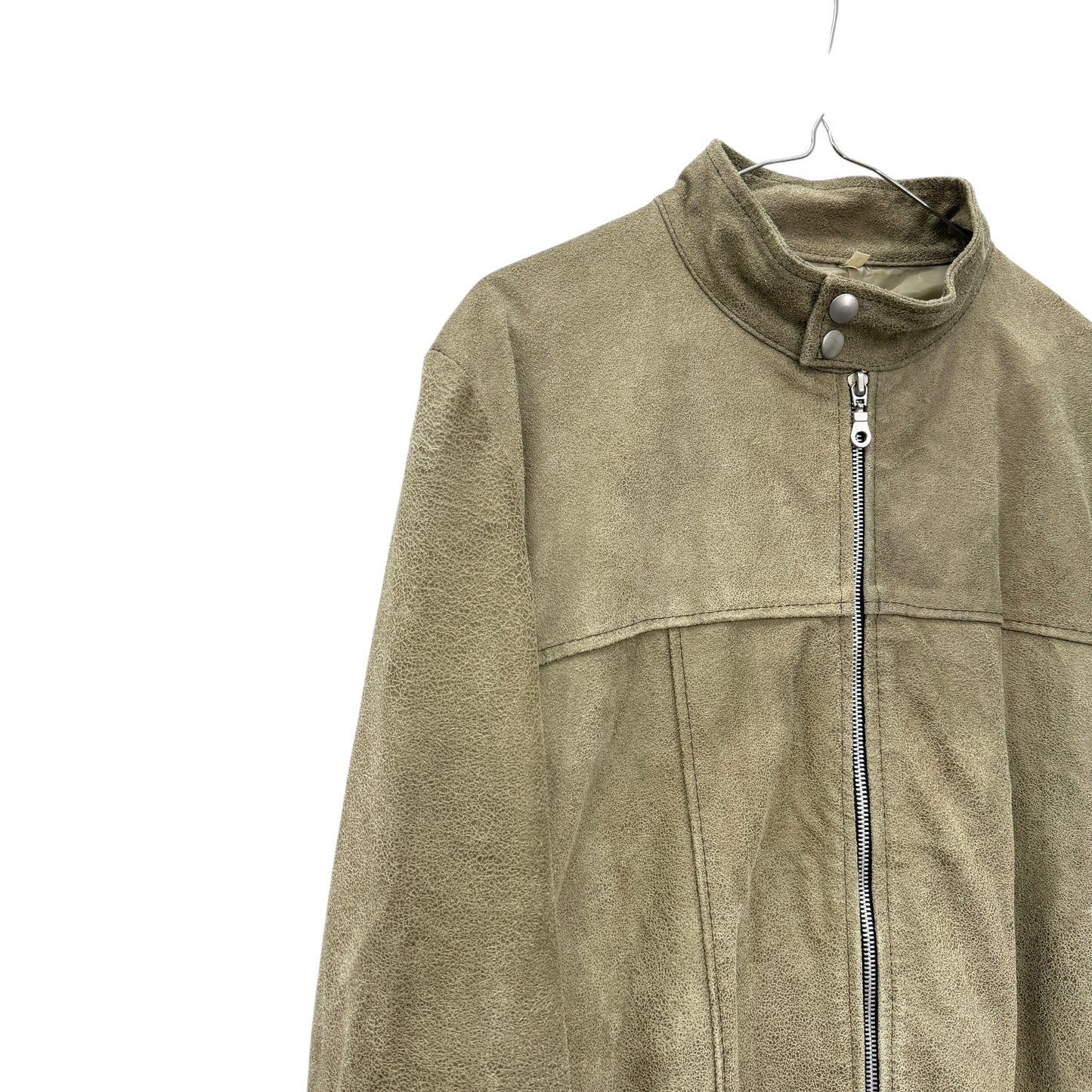 Faded khaki suede leather jacket