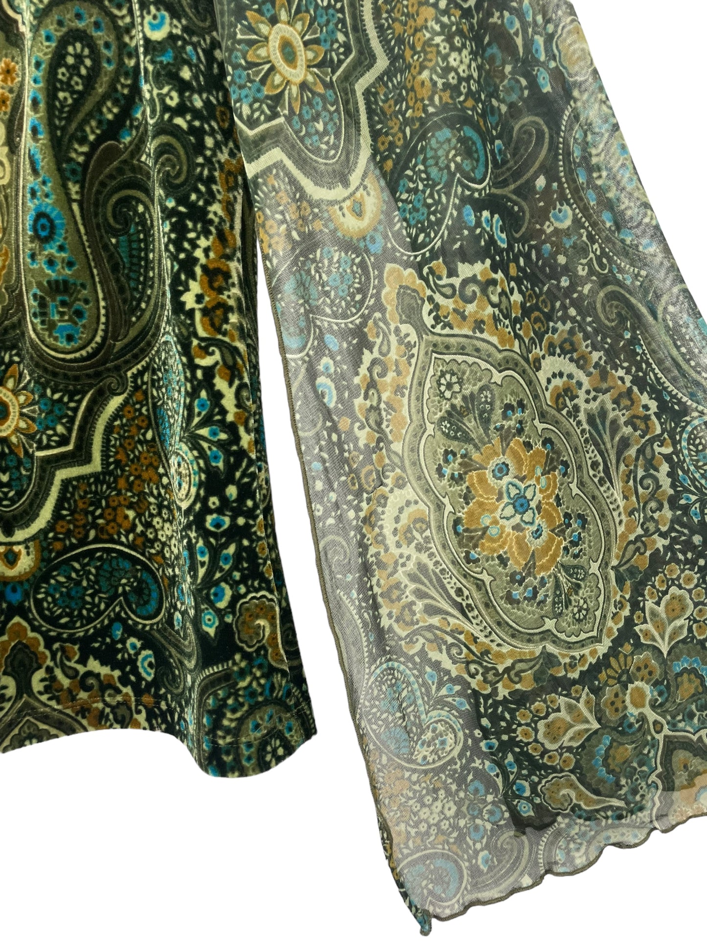 Y2K velvet mesh paisley top