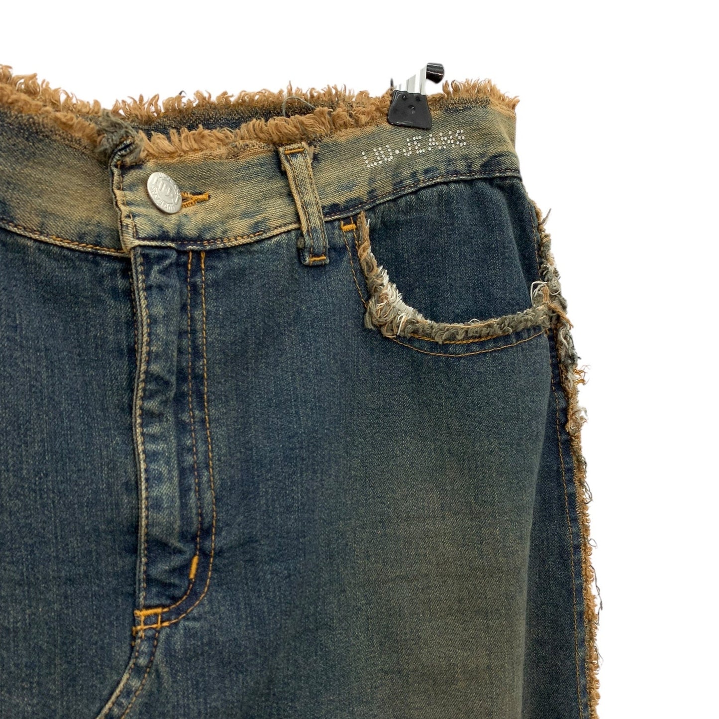 Y2K washed denim midi skirt