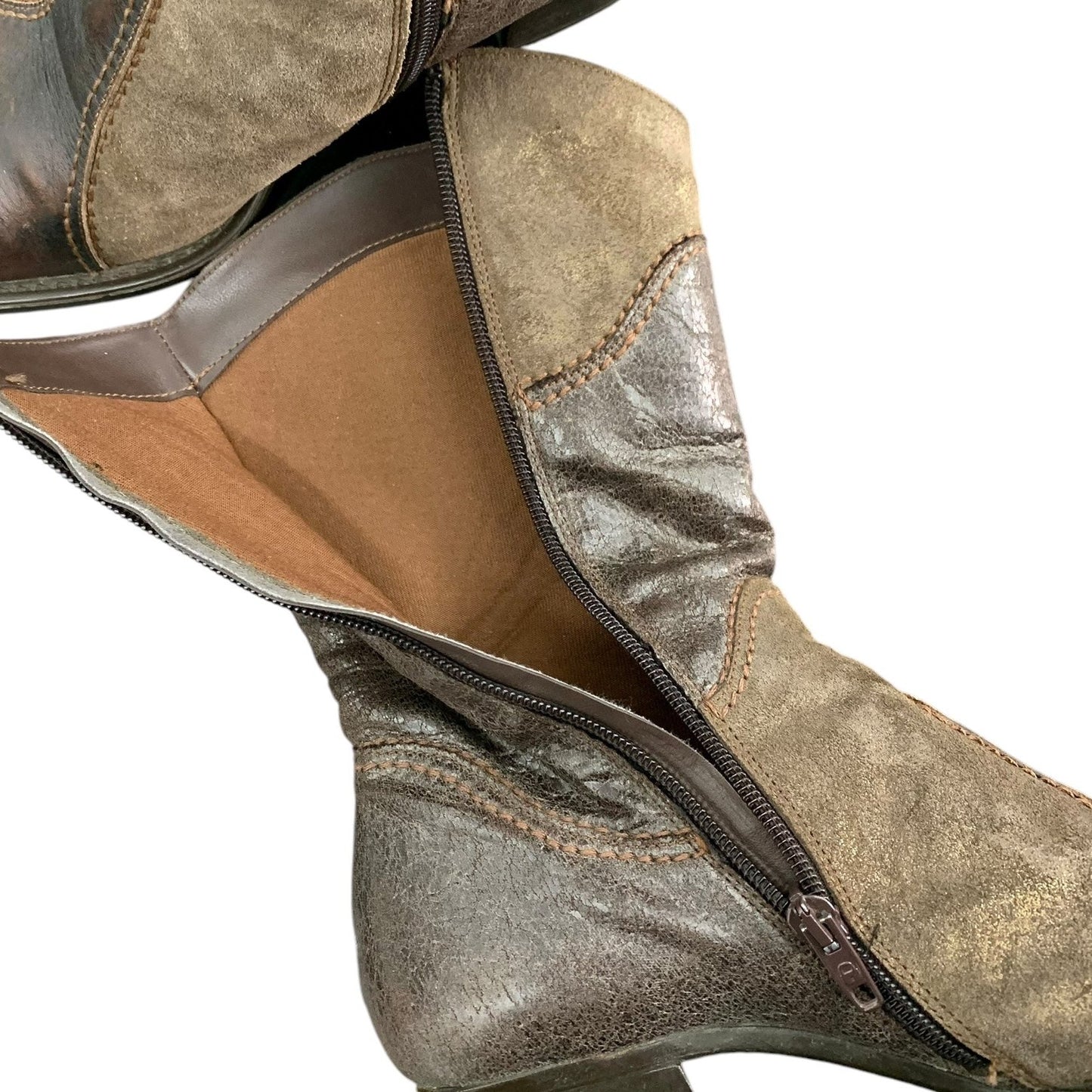 Y2K patchwork leather boots
