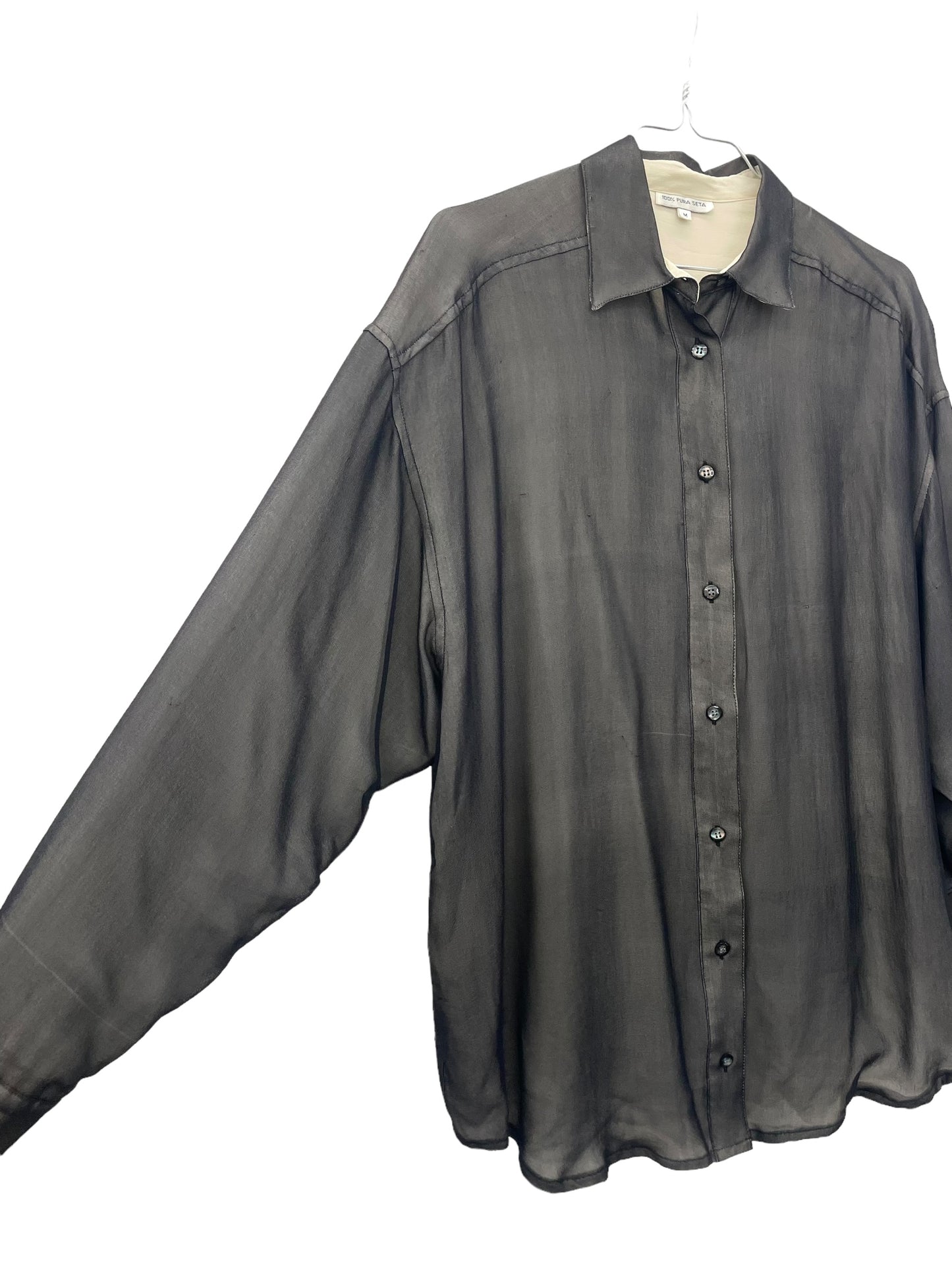 90s layered silk button up shirt