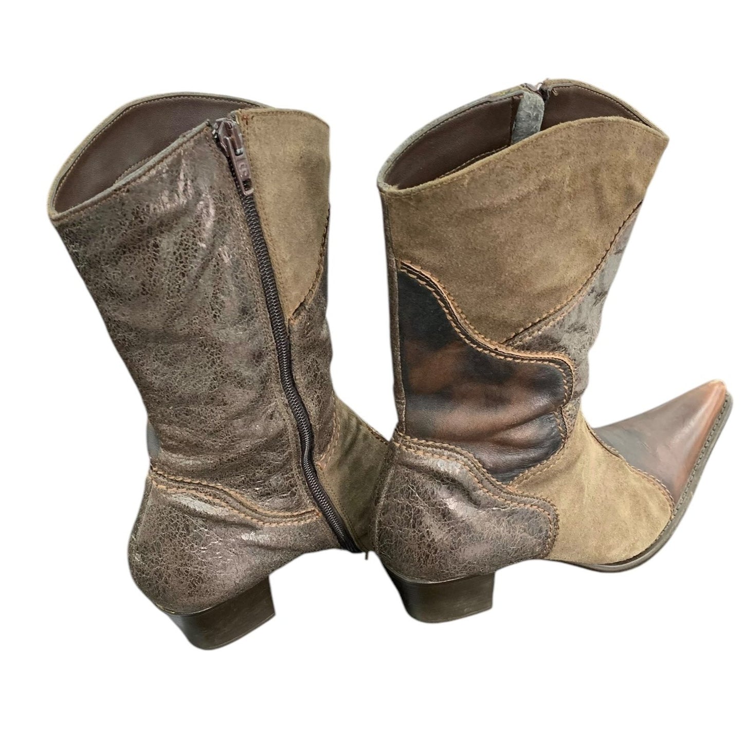 Y2K patchwork leather boots