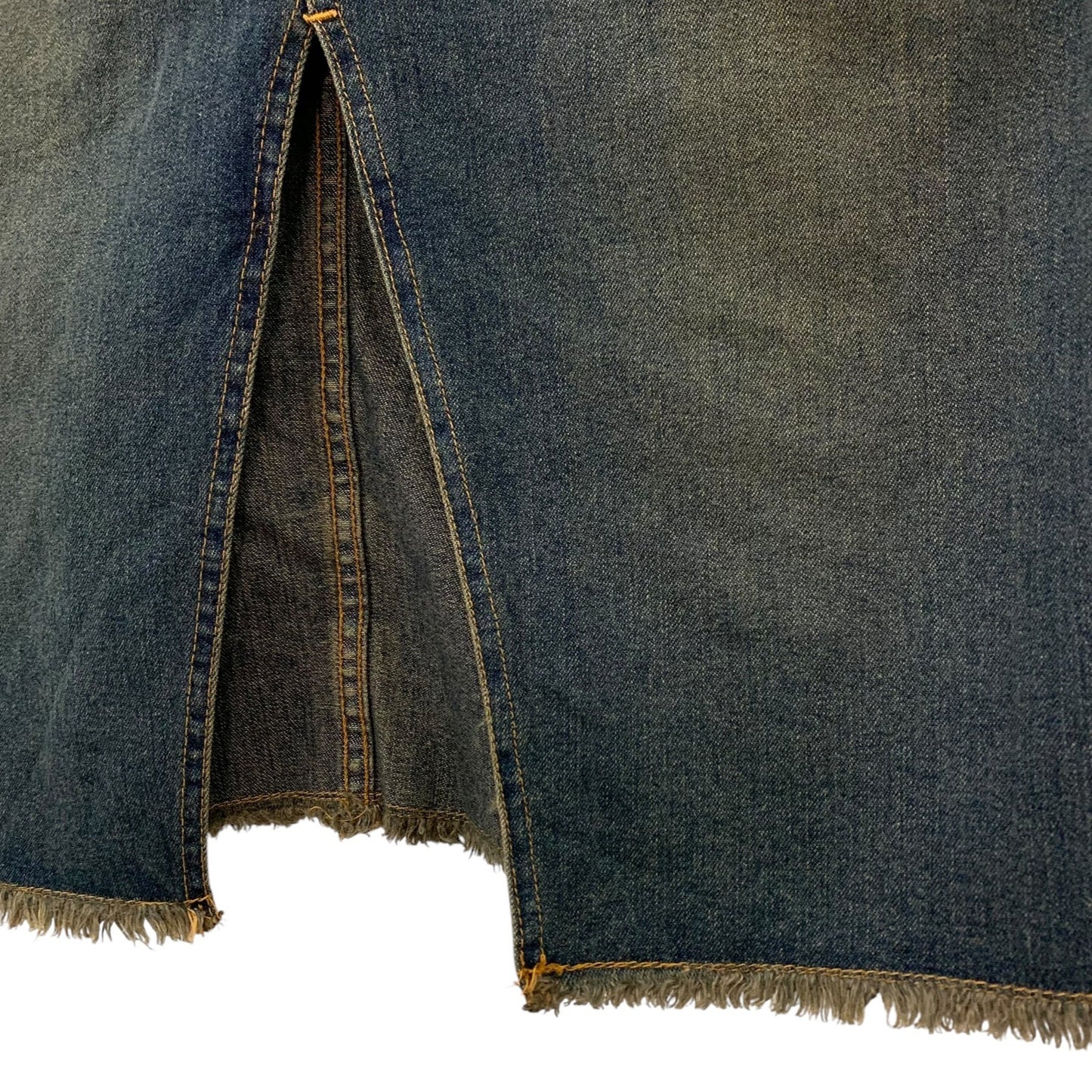 Y2K washed denim midi skirt