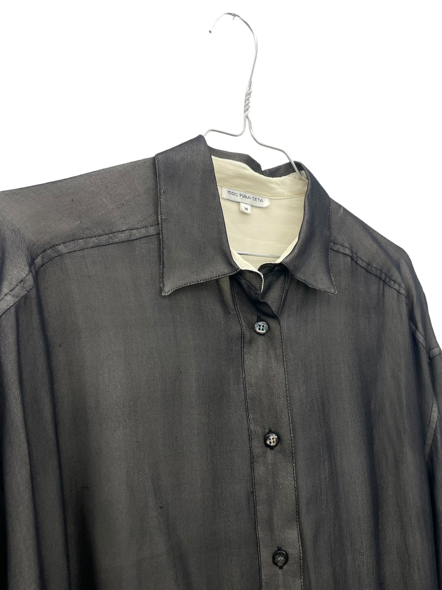 90s layered silk button up shirt
