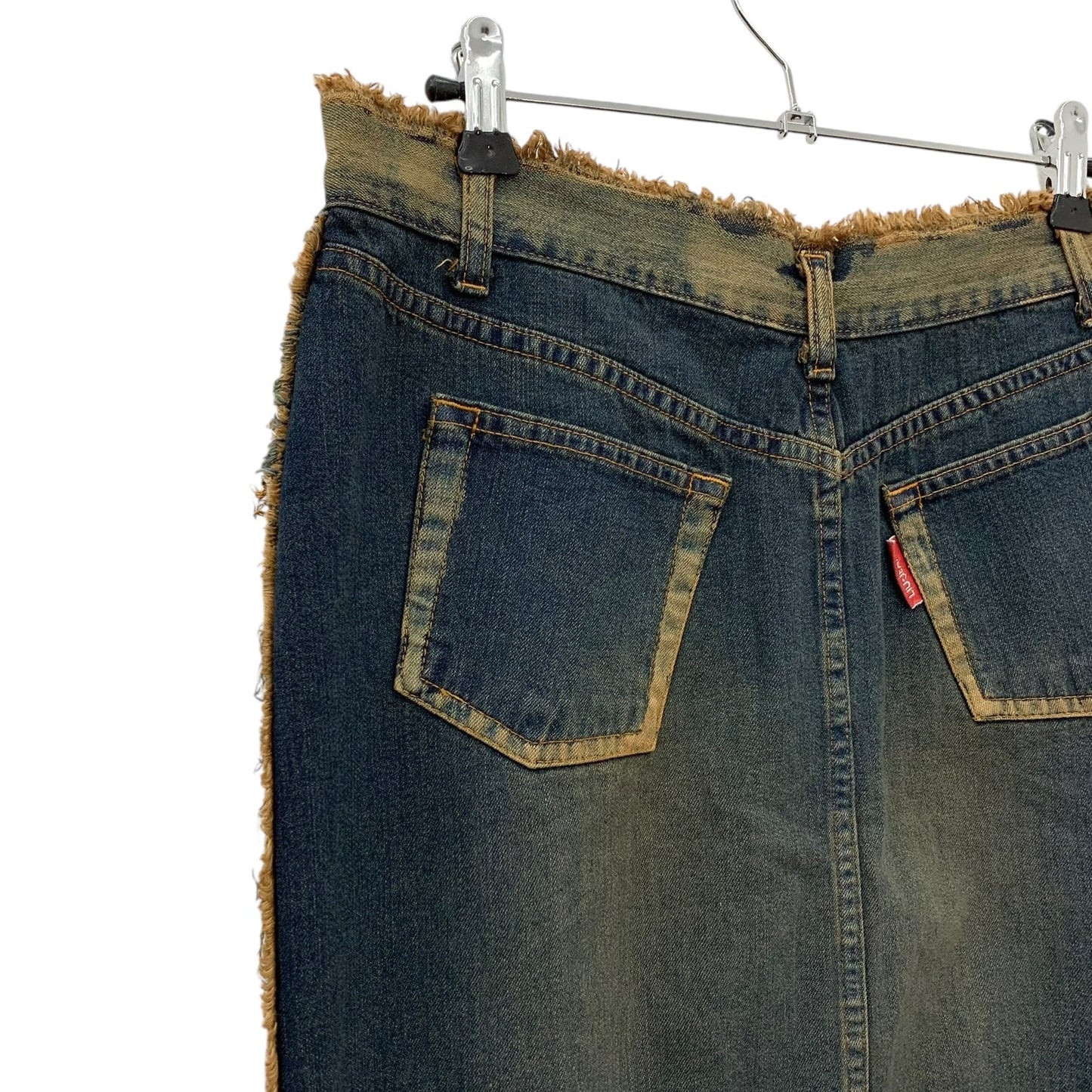 Y2K washed denim midi skirt