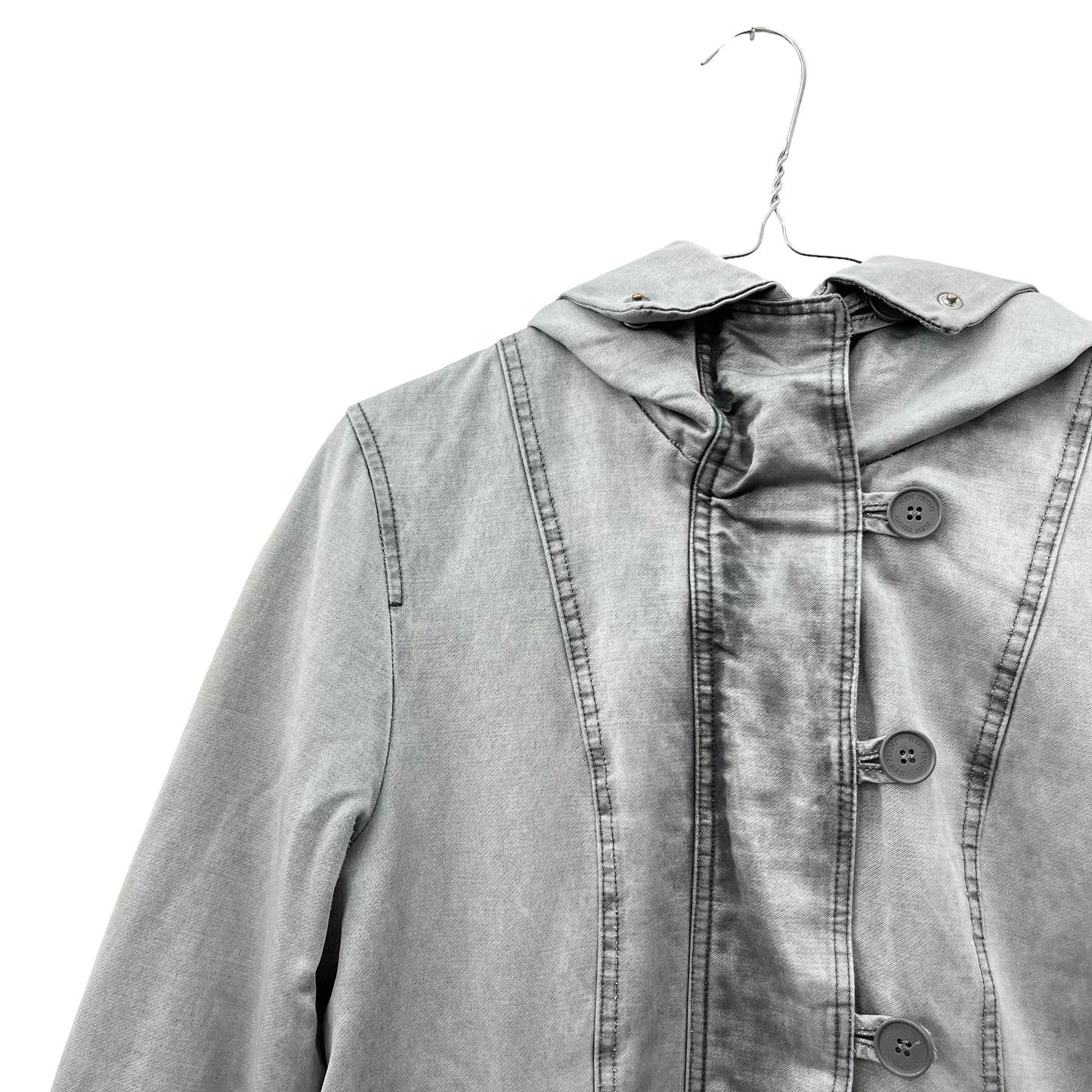 Y2K hooded silver bomber