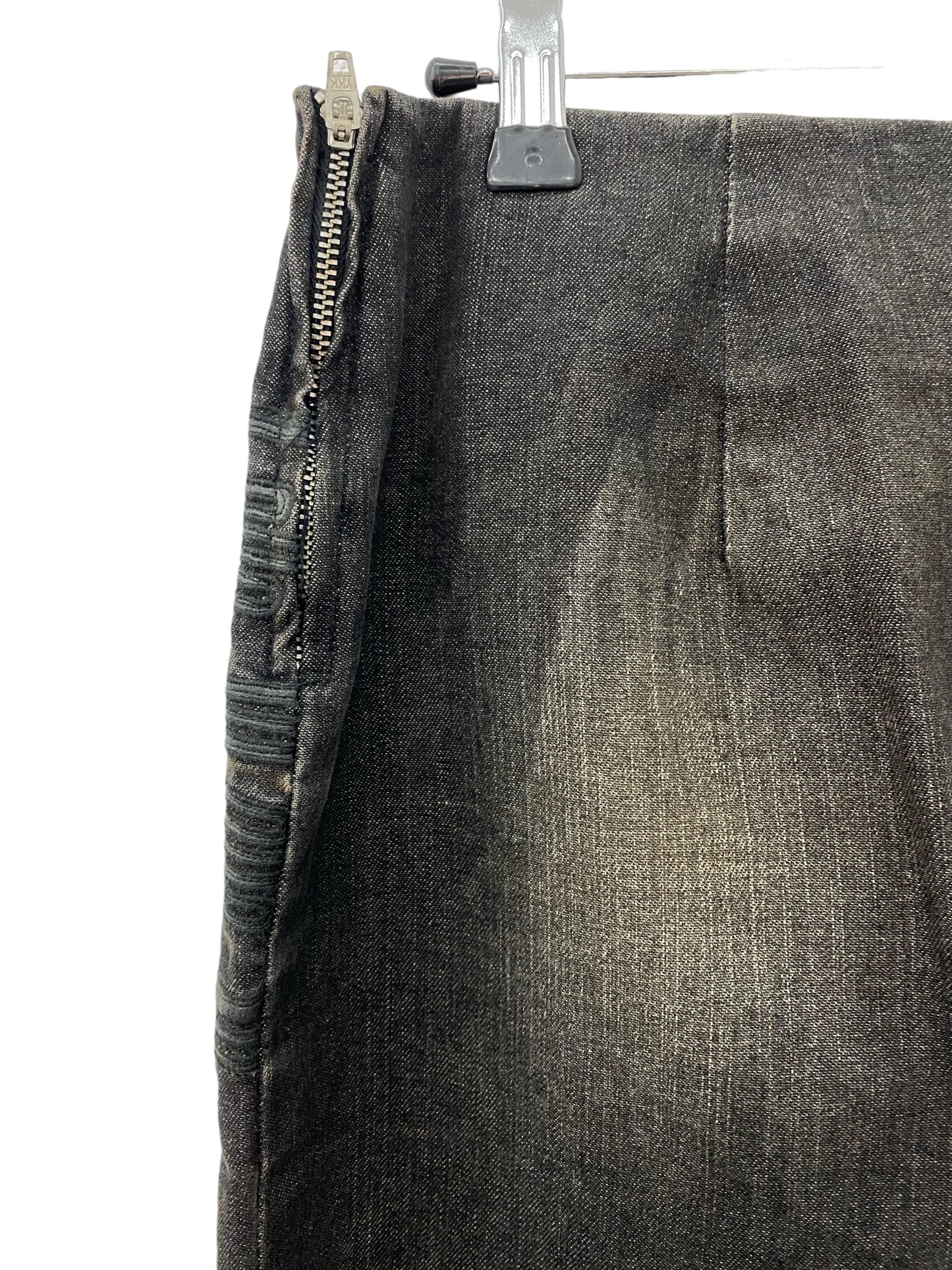 Y2K denim zip midi skirt