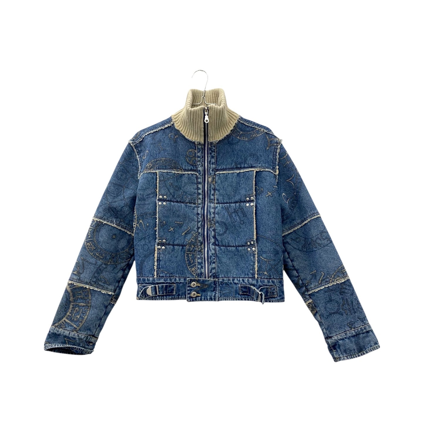 Patterned denim winter jacket