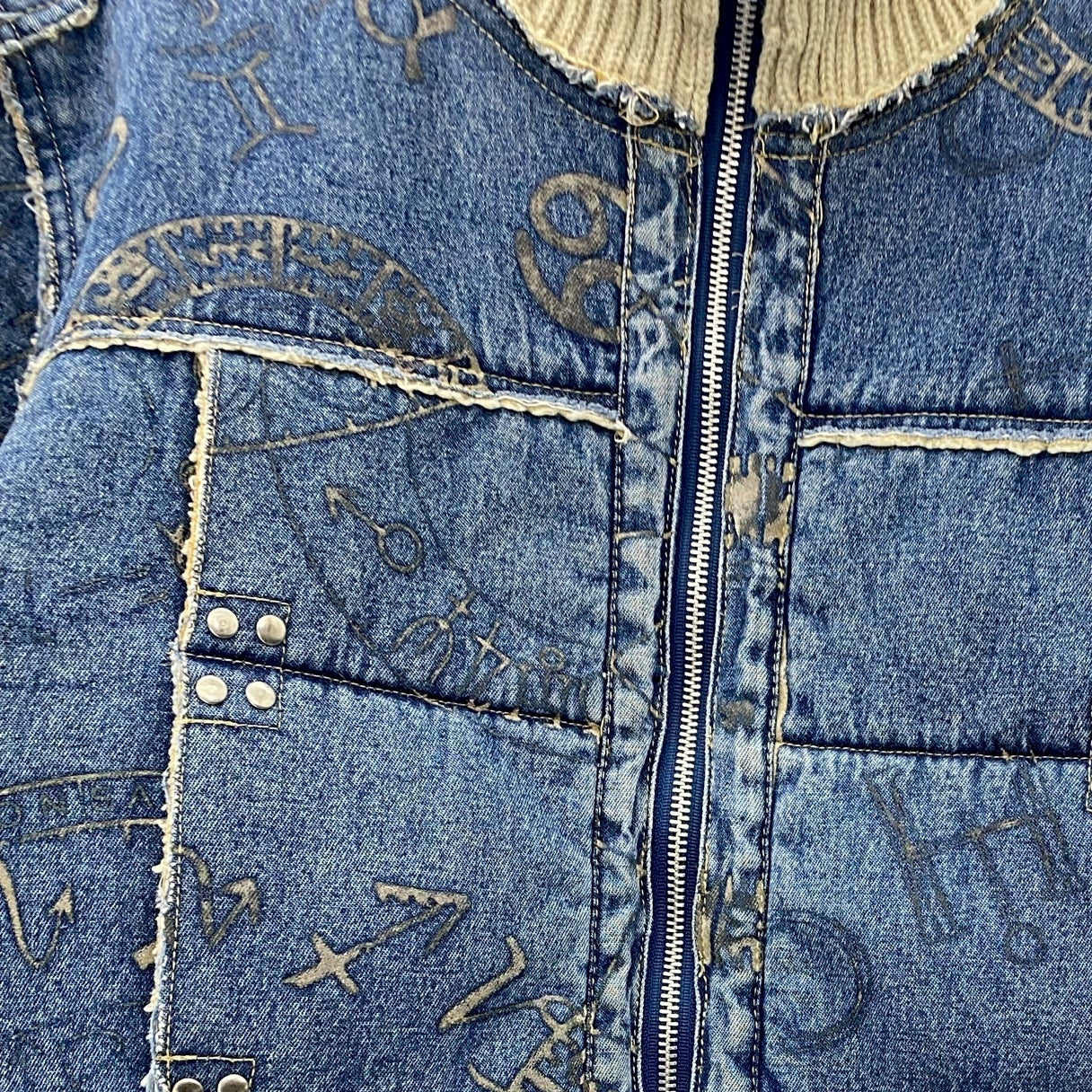 Patterned denim winter jacket