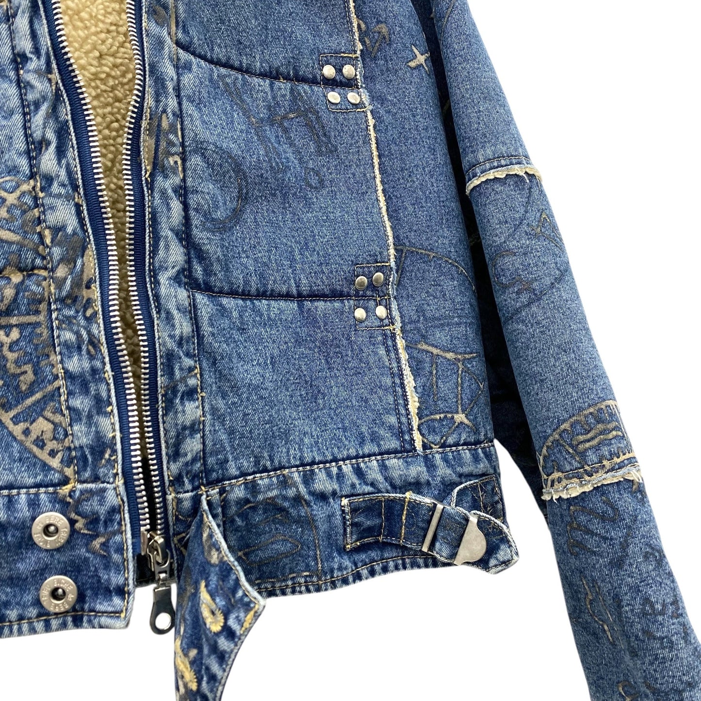 Patterned denim winter jacket