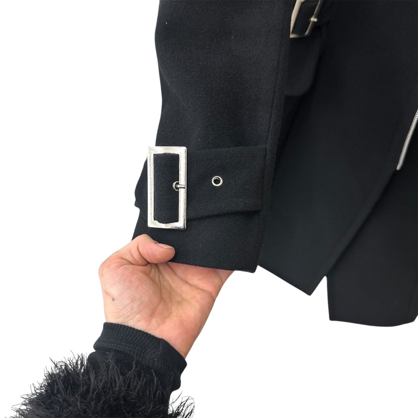 Buckled wool trench coat