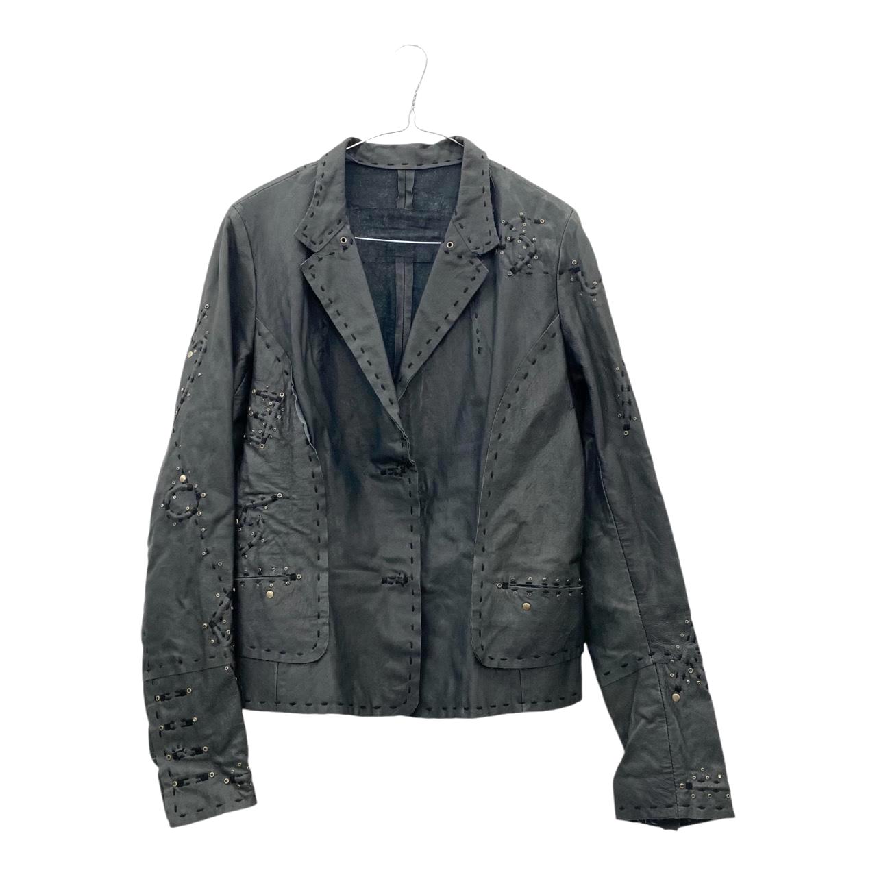 Stitched leather blazer jacket