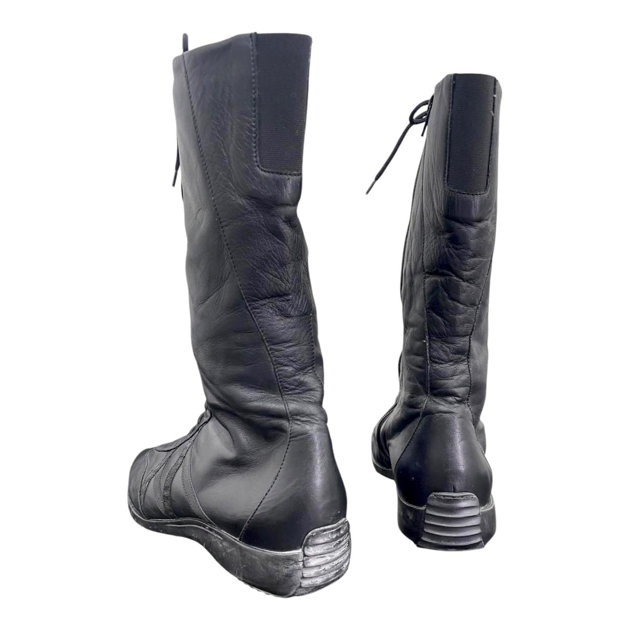 Mid-calf lace-up leather boots