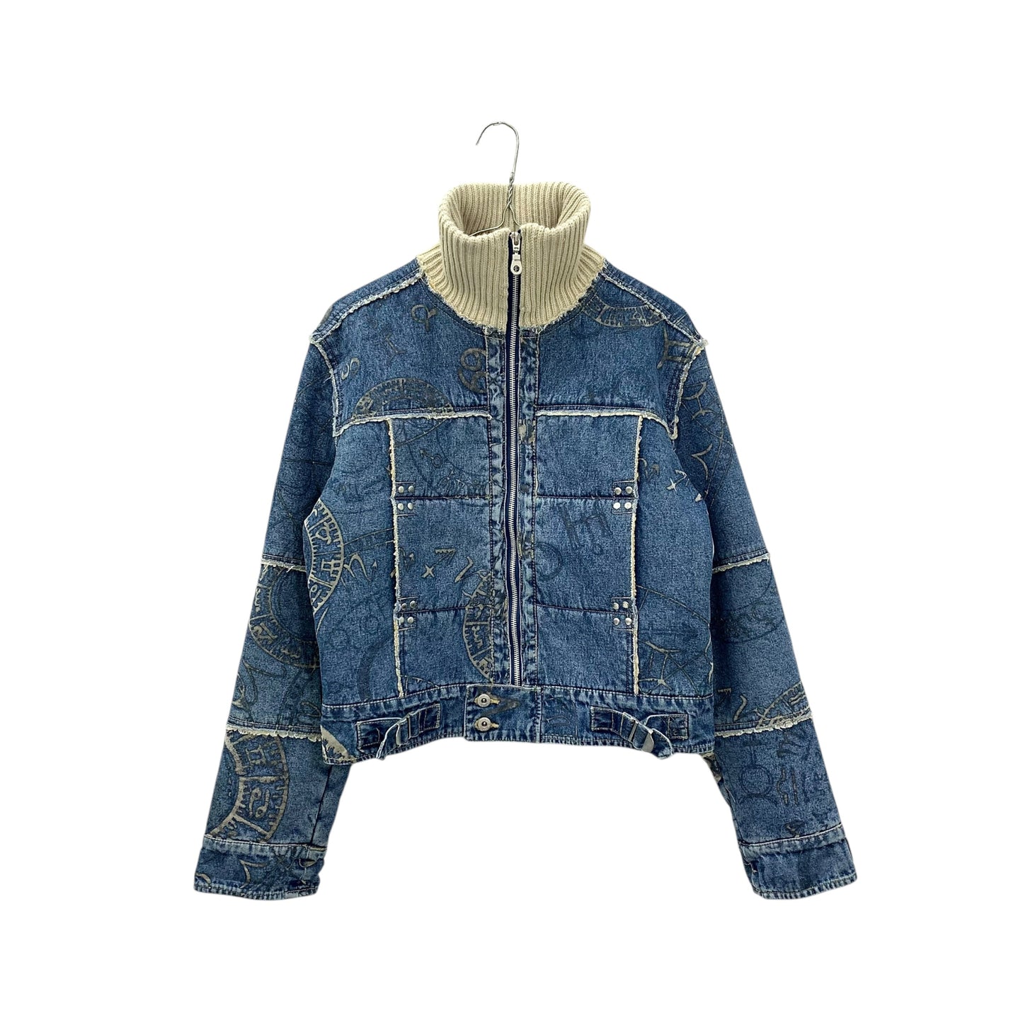 Patterned denim winter jacket