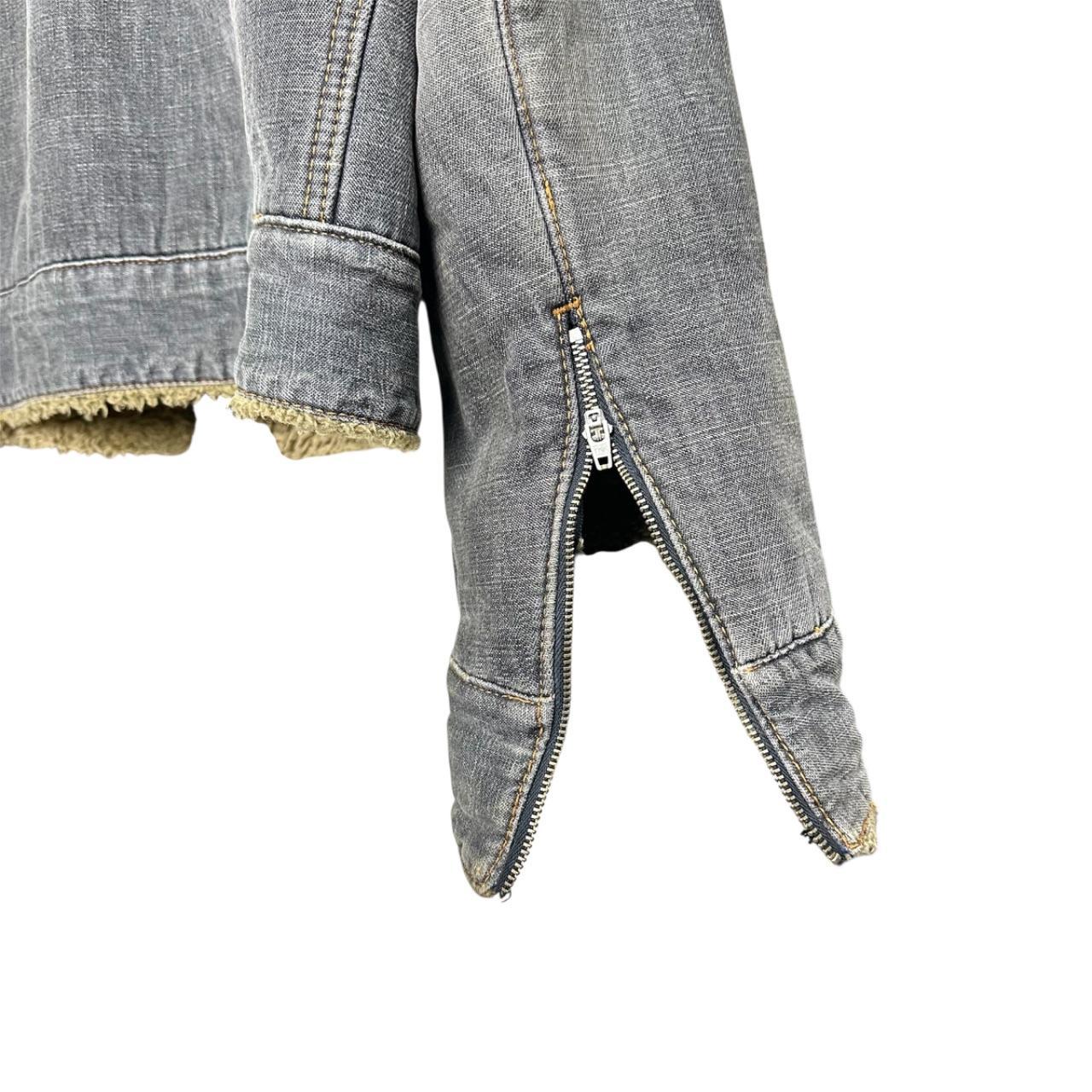 Washed denim sherpa jacket