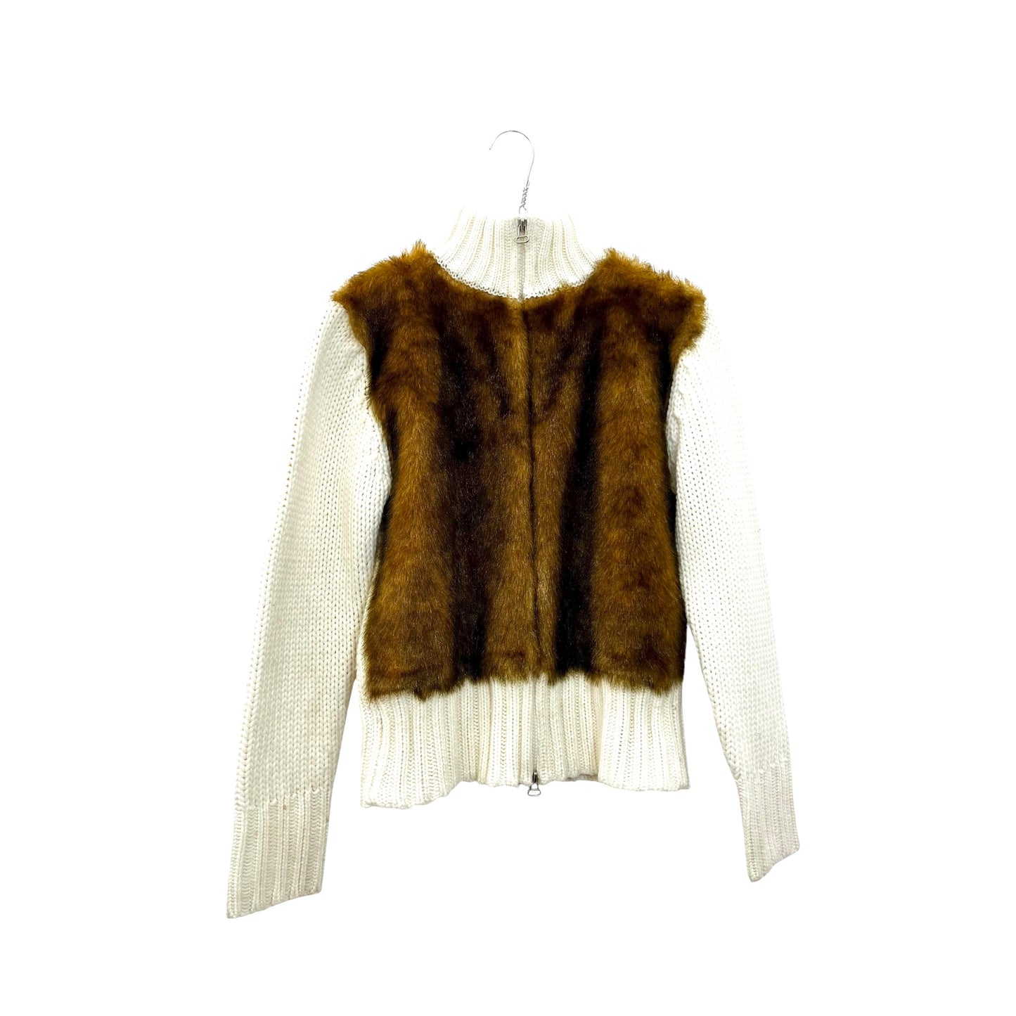 Y2K faux fur knit cardigan