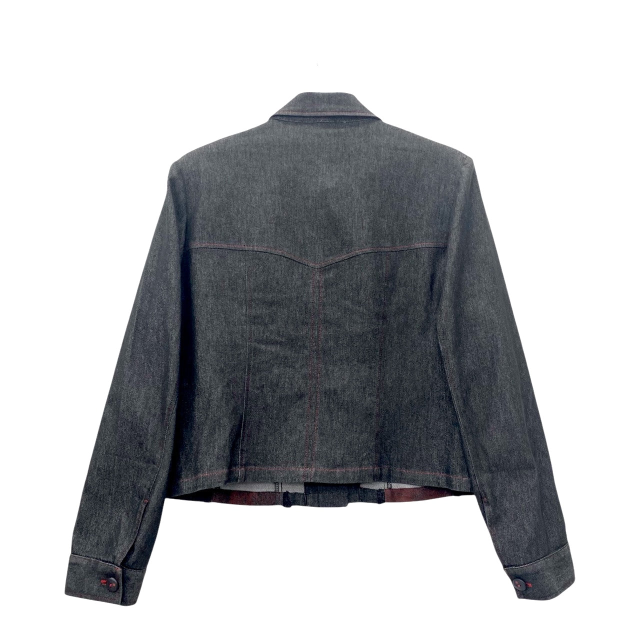 Cropped patterned denim jacket