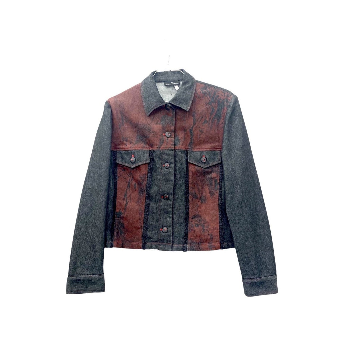 Cropped patterned denim jacket