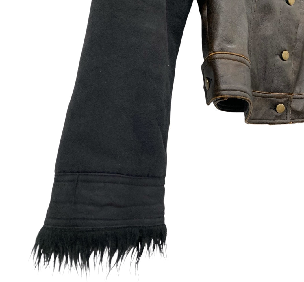 Y2K shaggy faux leather jacket