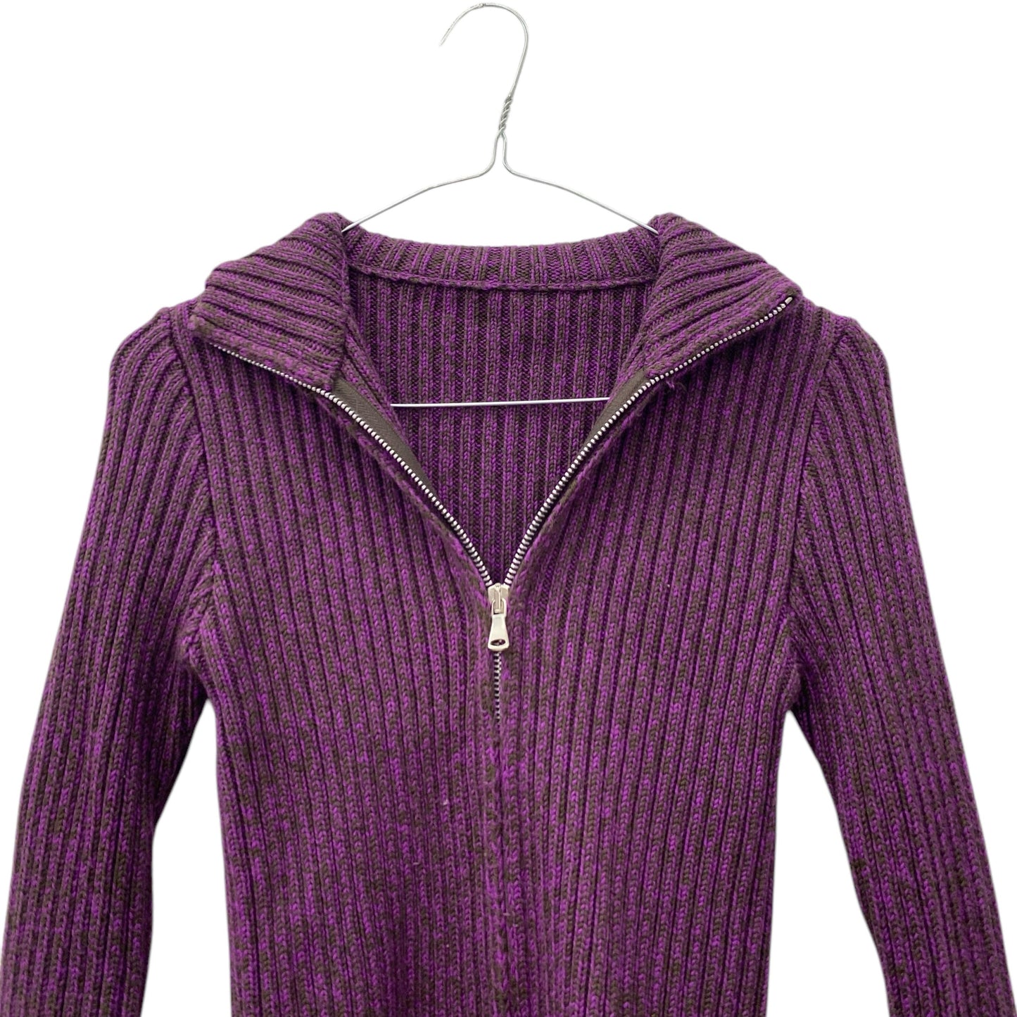 Ribbed turtleneck zip cardigan