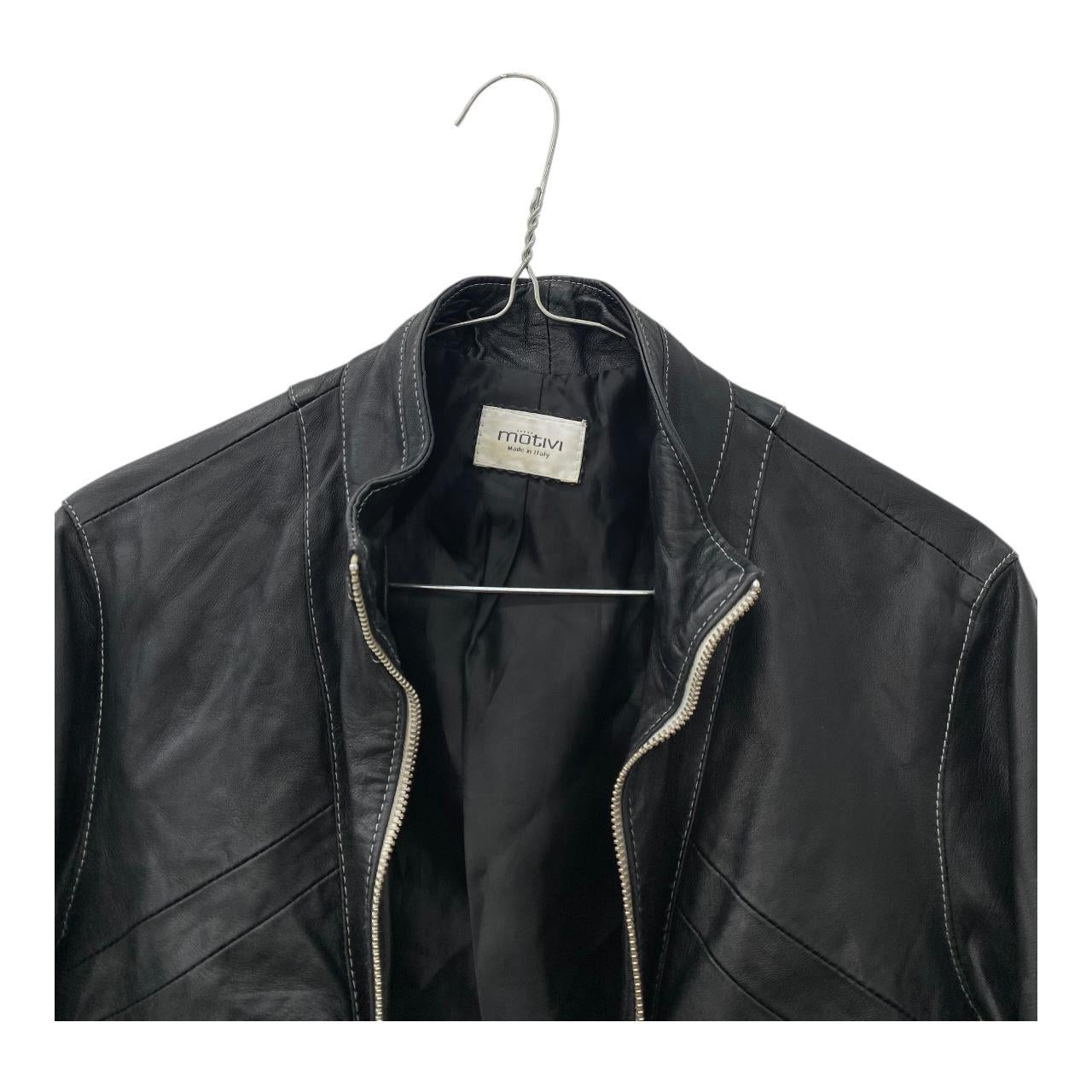 Cropped biker leather jacket