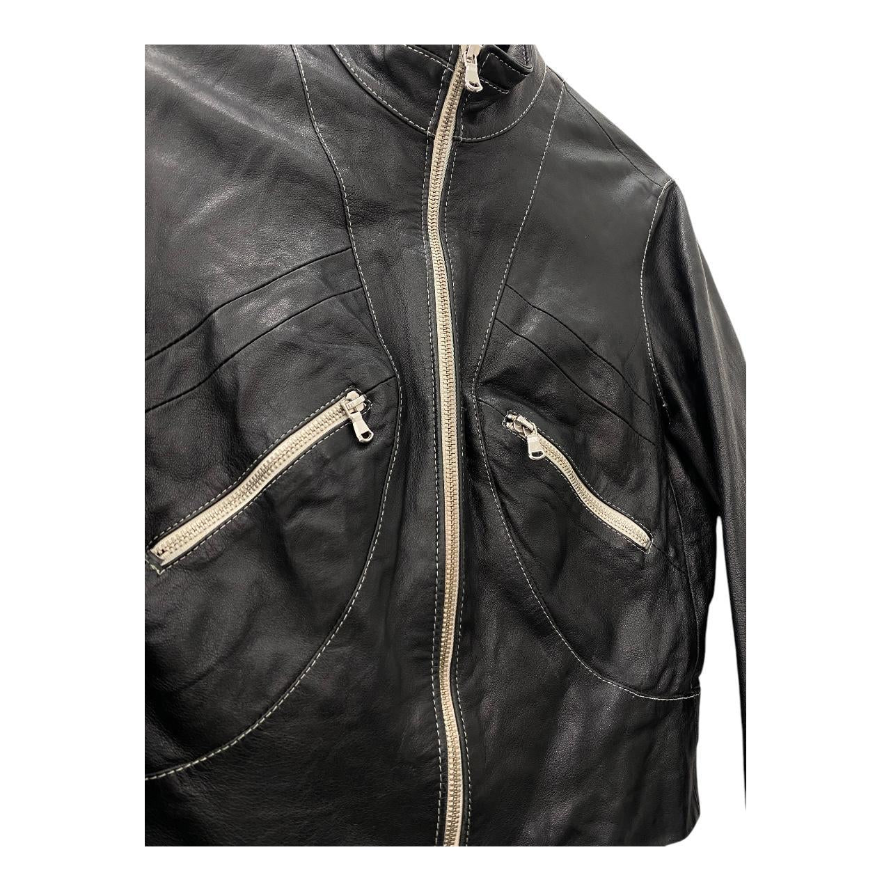Cropped biker leather jacket