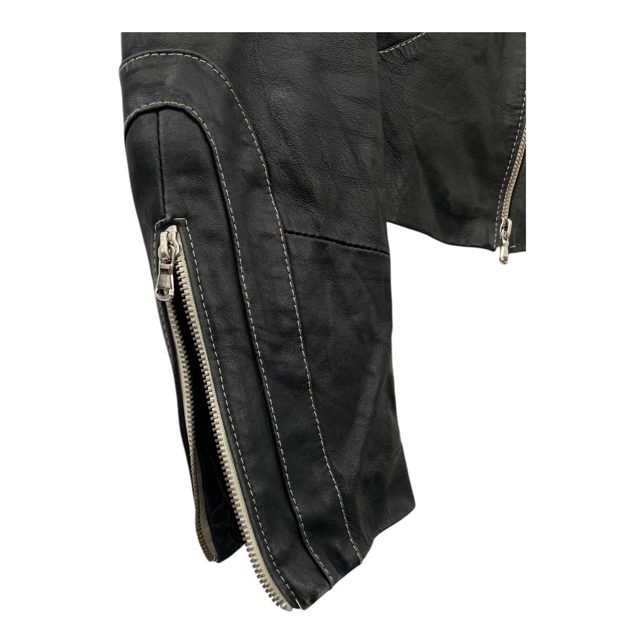 Cropped biker leather jacket