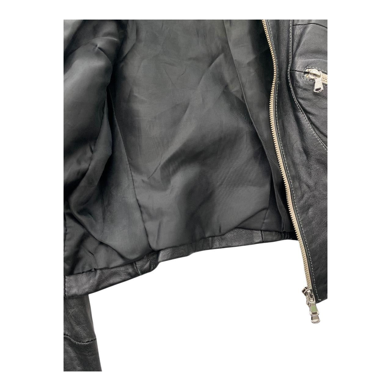 Cropped biker leather jacket