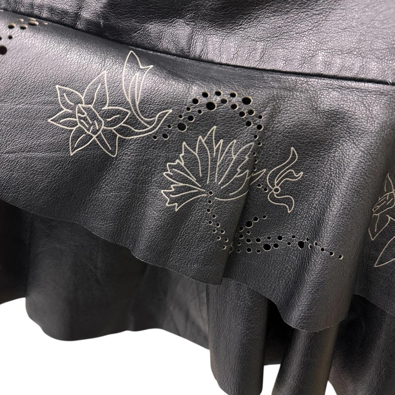 Pleated leather mini skirt