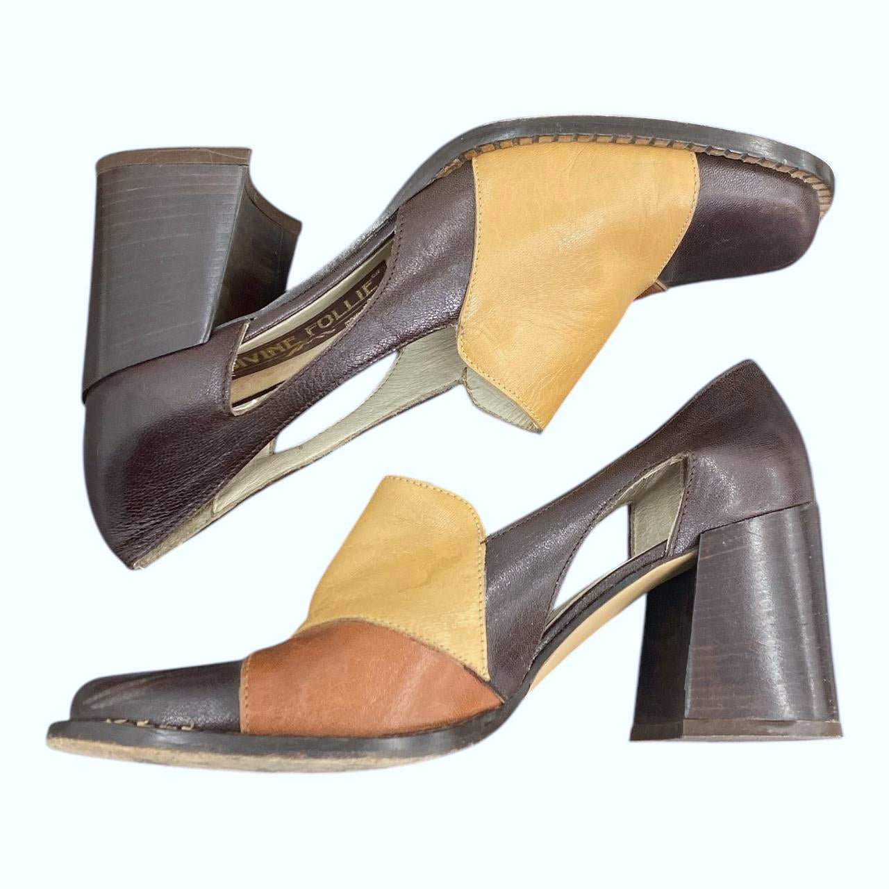 Cut-out patchwork loafer pumps