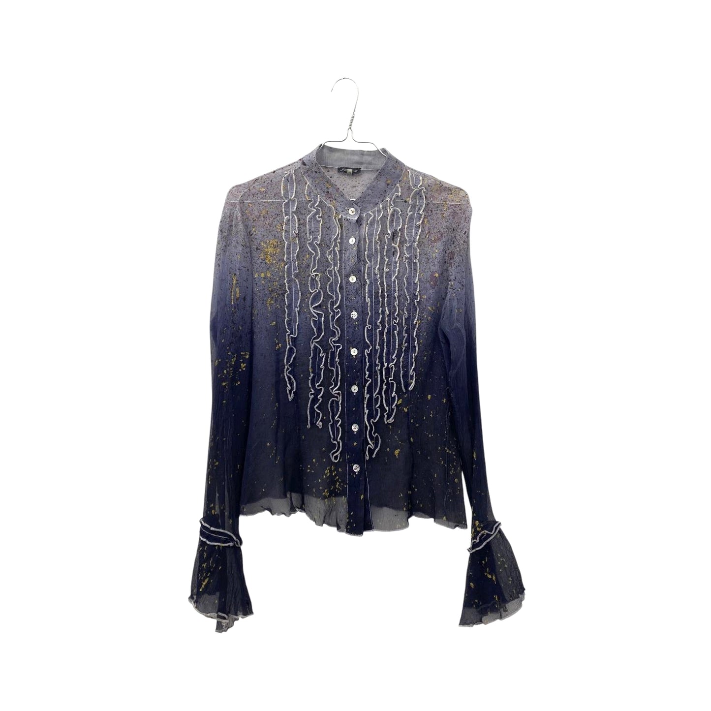 Ruffled spray paint silk blouse