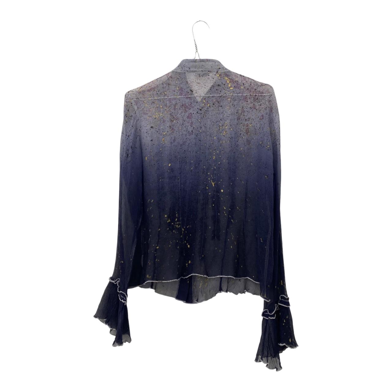Ruffled spray paint silk blouse